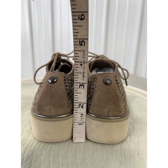 Donald J. Pliner Conni Perforated Oxfords Womens 6 Glitter Studded Suede Tan - Picture 6 of 9